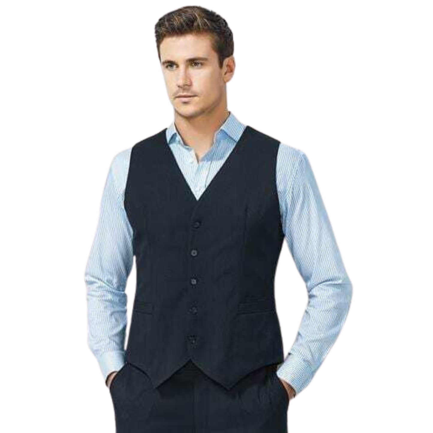 Mens Peaked Vest Waistcoat w/ Knitted Back Suit Formal Wedding Dress Up - Navy - 132