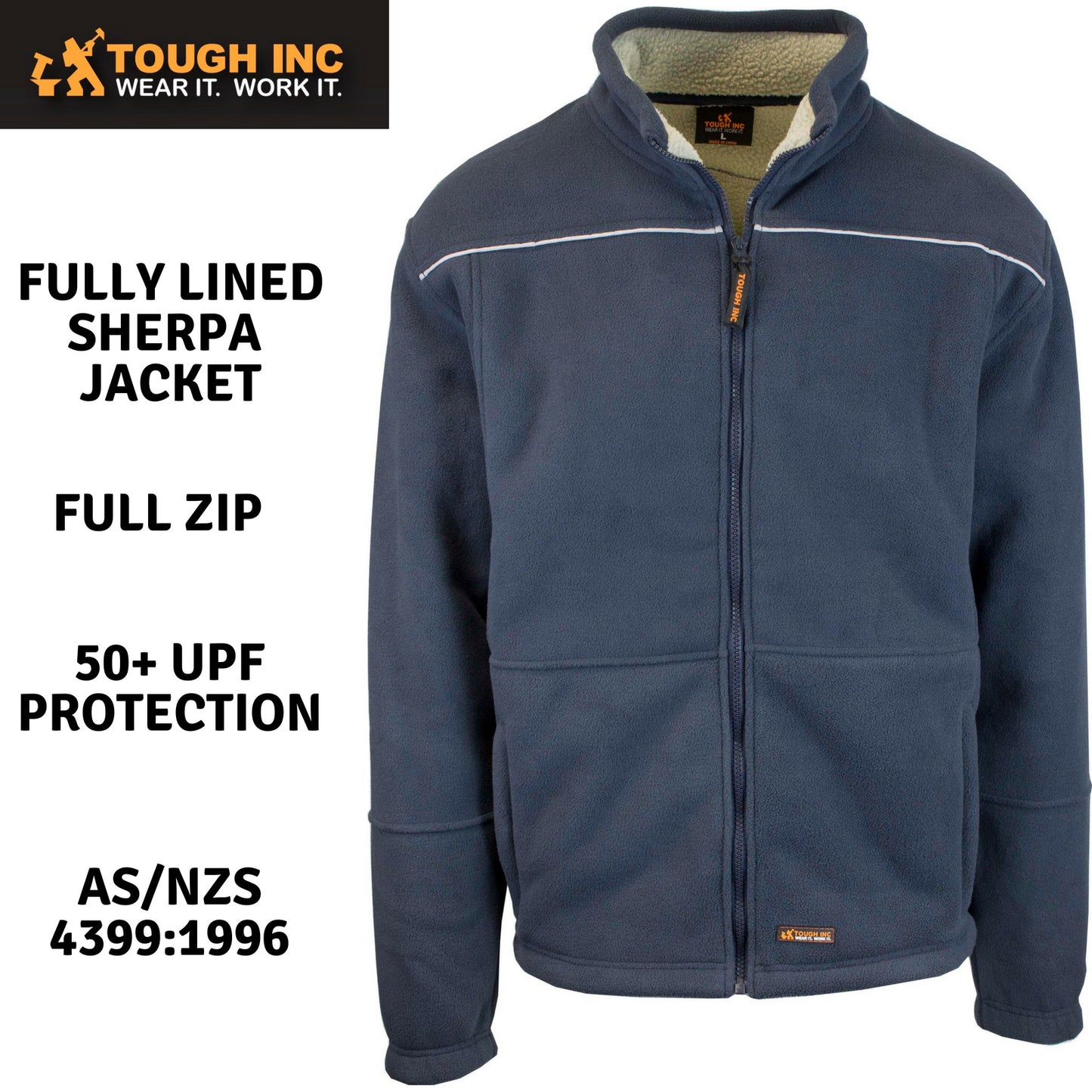 Mens Full Zip Sherpa Polar Fleece Jumper Lined Warm Winter Jacket Pullover - 3XL