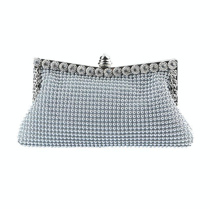 Rhinestone Evening Clutch For Ladies - Beaded Banquet Bag - Black