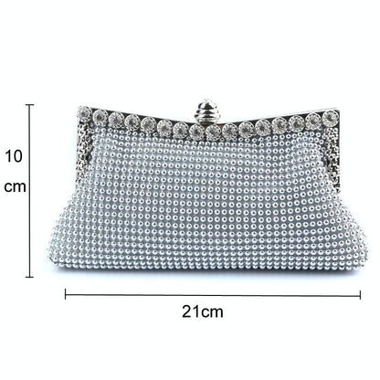 Rhinestone Evening Clutch For Ladies - Beaded Banquet Bag - Gold