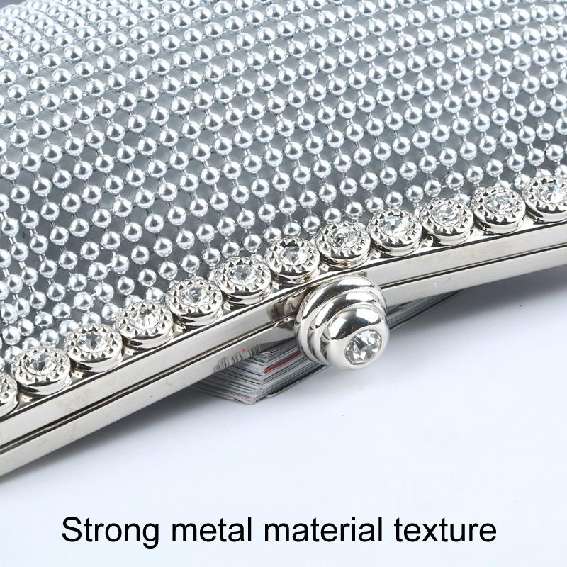 Rhinestone Evening Clutch For Ladies - Beaded Banquet Bag - Gold