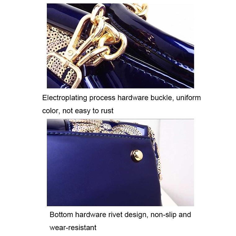 Shiny Leather Handbag With Single-Sided Embroidery - Rice-White