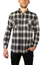 Mens Flannelette Long Sleeve Shirt 100% Cotton Check Authentic Flannel - Full Placket - Black - 6XL