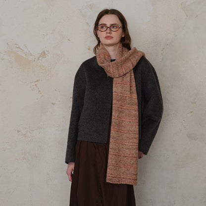 Pink Vintage Wool-Blend Knit Scarf - Warm and Stylish for Men and Women