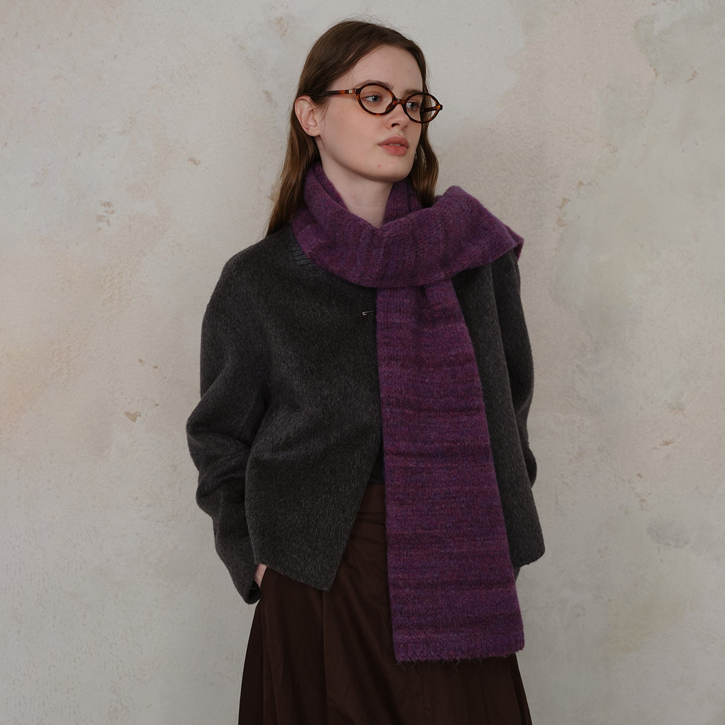 Pink Vintage Wool-Blend Knit Scarf - Warm and Stylish for Men and Women